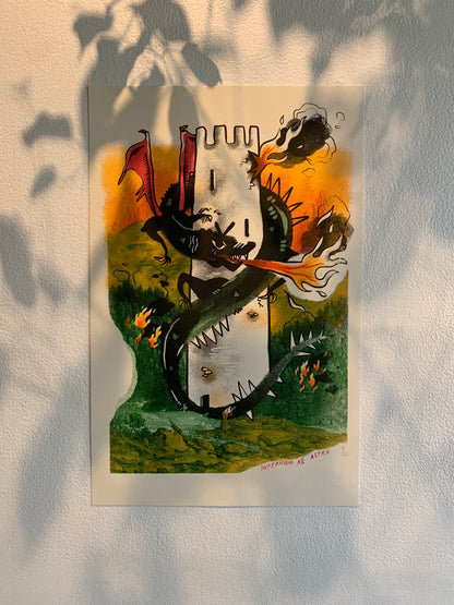 Fearsome Dragon Risograph Print
