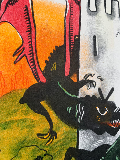 Fearsome Dragon Risograph Print